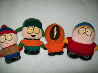 4 South Park Plush 7” And 6 " Characters Cartmen Kenny Kyle Stan