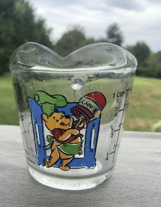Vintage Disney Anchor Hocking Winnie The Pooh Hunny Glass Measuring Cup 8 Oz.