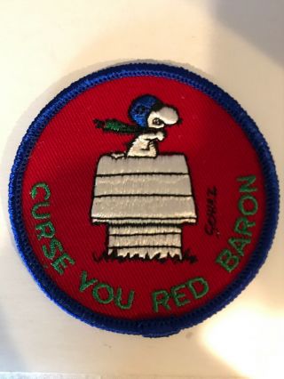 Vintage Peanuts Snoopy " Curse You Red Baron " Determined Sew On Patch