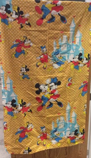 Vintage Walt Disney World Printed Fabric Castle,  Mickey,  Minnie,  Donald,  Goofy