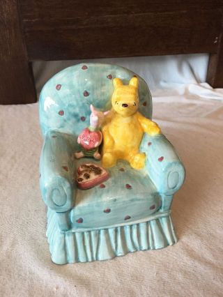Disney Winnie The Pooh & Piglet Ceramic Coin Bank Arm Chair Valentine Candy