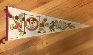 Vintage 1970s Mickey Mouse Club Felt Pennant 30”x11 " Walt Disney Productions