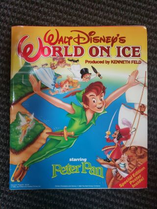 Disney World On Ice Peter Pan Souvenir Program Book With Poster Vintage 1990 