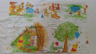 Disney Pooh Vintage Sears Pillowcase Standard Size Perma Prest 100 Acre Wood