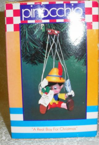 Enesco Pinocchio Christmas Ornament Disney " A Real Boy For Christmas "