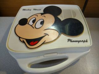 Vintage 1970s Shelcore Walt Disney Mickey Mouse Phonograph Record Player,