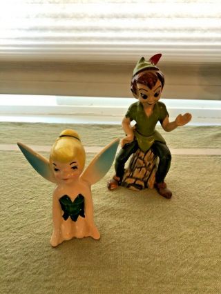 Vintage Japan Walt Disney Peter Pan And Tinker Bell Porcelain Figurines