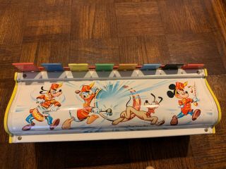 Vintage 1965 Disney Character Tin Xylophone Mickey Mouse Donald Duck Pluto Goofy