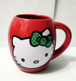 Sanrio Hello Kitty Oval Ceramic Coffee Tea Mug Cup Red White And Pink 2014