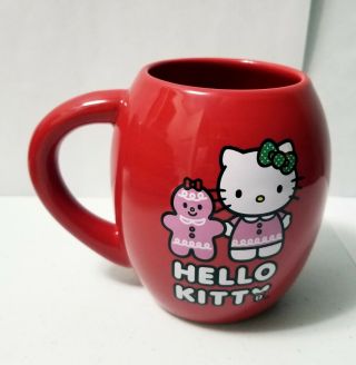 SANRIO Hello Kitty Oval Ceramic Coffee Tea Mug Cup Red White and Pink 2014 2