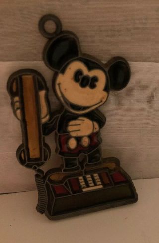 Vintage Walt Disney Mickey Mouse Telephone Phone Stained Glass Metal Ornament