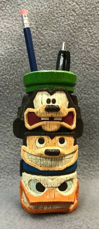 Disney Parks Tiki Totem Resin Desk Pen Pencil Cup Holder 51744 Mickey Donald