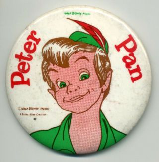 1950s Peter Pan Walt Disney Productions Benay Albee 3.  5 " Pinback Button (b112)