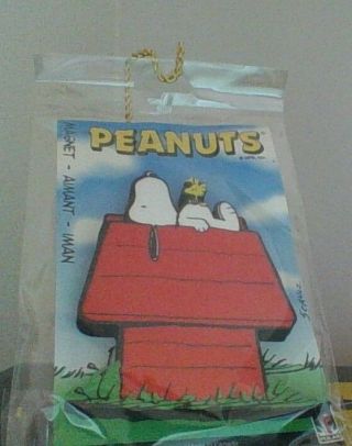 Peanuts Snoopy On Dog House Thick Refrigerator Magnet In Package Htf