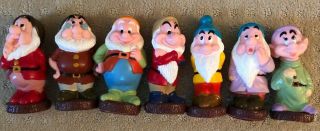 Vintage Disney Seven Dwarfs 5 - 6 " Vinyl Plastic Figures Toys Set Of 7