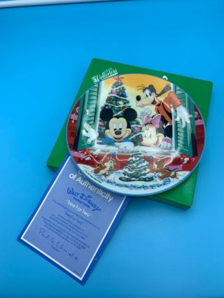 Walt Disney Micky Mouse Vintage 1986 Schmid Christmas Plate W/ Certificate Box