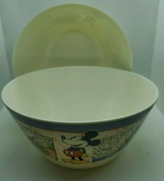 2 Disney Melamine Mickey Mouse Comic Strip Cereal Bowls - Zak Design Opcorn