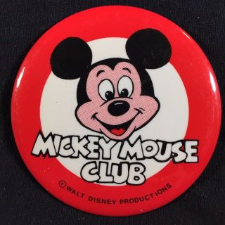 Vintage Mickey Mouse Club Button Pin - Walt Disney Productions 3.  5 " Pinback