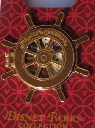 Disney Wdw Dlr Pirates Of The Caribbean Skeleton At The Helm Hinged Wheel Pin