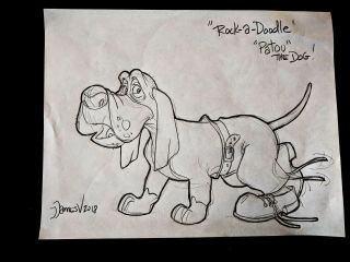 Patou The Dog Rock - A - Doodle Signed James Artist Hand Drawn Cartoon Art 8 " X 11 "