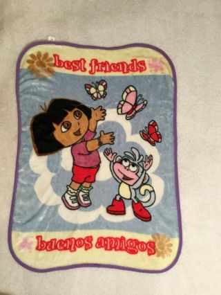 Dora The Explorer & Boots Soft Plush Blanket Best Friends Buenos Amigos 30 X 43 "