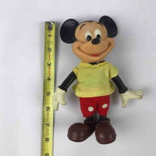 Dakin Walt Disney Mickey Mouse Doll Yellow Red 8 " Made In Hong Kong Vintage
