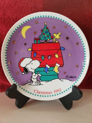 Vintage 1992 Peanuts Snoopy Woodstock Willitts Christmas Plate