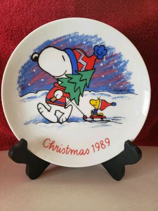 Vintage 1989 Peanuts Snoopy Woodstock Willitts Christmas Plate