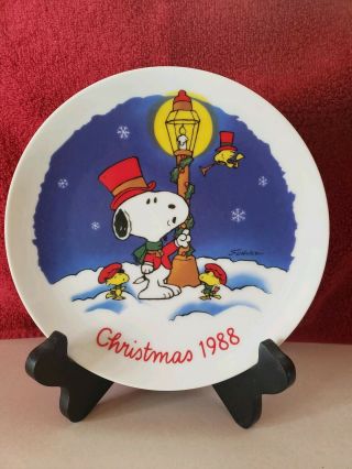 Vintage 1988 Peanuts Snoopy Woodstock Willitts Christmas Plate
