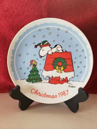 Vintage 1987 Peanuts Snoopy Woodstock Willitts Christmas Plate