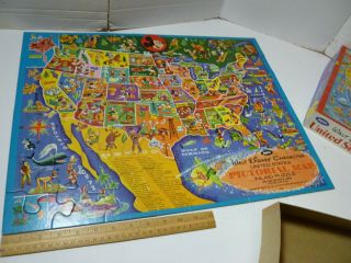 Walt Disney Productions United States Map Floor Puzzle By Jaymar Disneyland