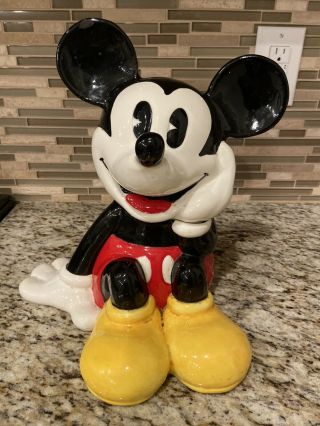 Vintage Disney Mickey Mouse Ceramic Cookie Jar.  Some Chips On The Ears