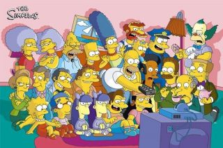 The Simpsons Cast On The Couch 24x36 Cartoon Matt Groenig Homer Tv