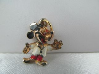 Vintage Walt Disney Productions Gold & Enamel Mickey Mouse Pendant,  Dimensional