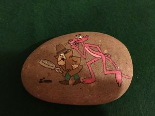 Hand Painted Rock Cartoon Characters Pink Panther & Inspector