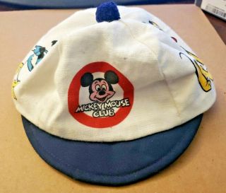 Vintage Mickey Mouse Club Hat - Child Size Small - Donald Pluto - Walt Disney