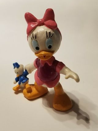 Vintage Disney Donald Duck 2 In.  Pvc Figure Webby With Baby Doll Duck Bully.