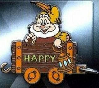 Le Old Disney Pin 100 Years Of Dreams Happy Snow White 7 Dwarfs Mine Train Car