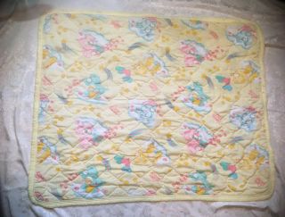 Vintage Care Bears Baby Crib Quilt Blanket - 36 " X 44 " - Yellow