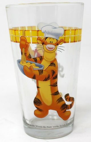 Disney Winnie The Pooh Bear & Tigger The Tiger Cooking Glass Tumbler Gibson