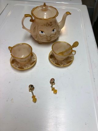 Disney Belle Beauty And The Beast Tea Set Pot And Cup,  Earrings