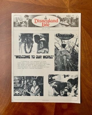 Vintage Disneyland Line July 8,  1976 Welcome To Our World Tahitian Terrace