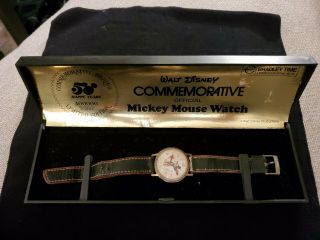 Vintage,  Walt Disney Bradley Commemorative Mickey Mouse Watch 50 Happy Years.