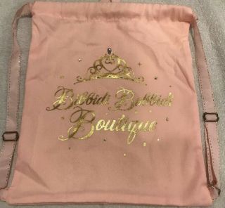 Bibbidi Bobbidi Boutique Drawstring Pink Bag - Cotton - Authentic Disney Park