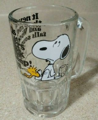 Vintage 1965 Snoopy Woodstock Glass Rootbeer Mug