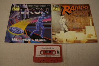 Read Along Book And Tape Walt Disney Tron And Raiders Of The Lost Ark Cassette