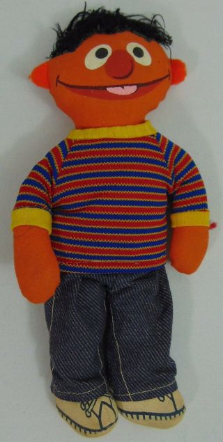 Vintage Knickerbocker Sesame Street Ernie Figure Doll Muppet Toys Soft Toy Rare