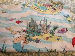 Vintage Disney Little Mermaid Twin Fitted And Flat Sheets Pillowcase Pillow