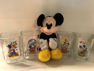 Walt Disney World Millennium 2000 Set Of 4 Square Mickey Mouse Mcdonalds Glasses