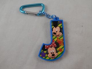 Disney Mickey & Minnie Mouse Initial J 3d Key Ring Soft Rubber 2.  5 " Key Chain